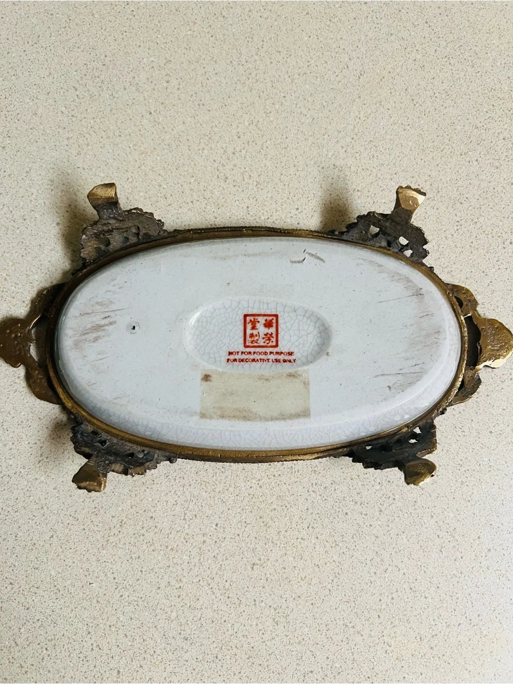 Antique Hua Rong Tang Zhi Chinese Chinoiserie hand-painted porcelain tray